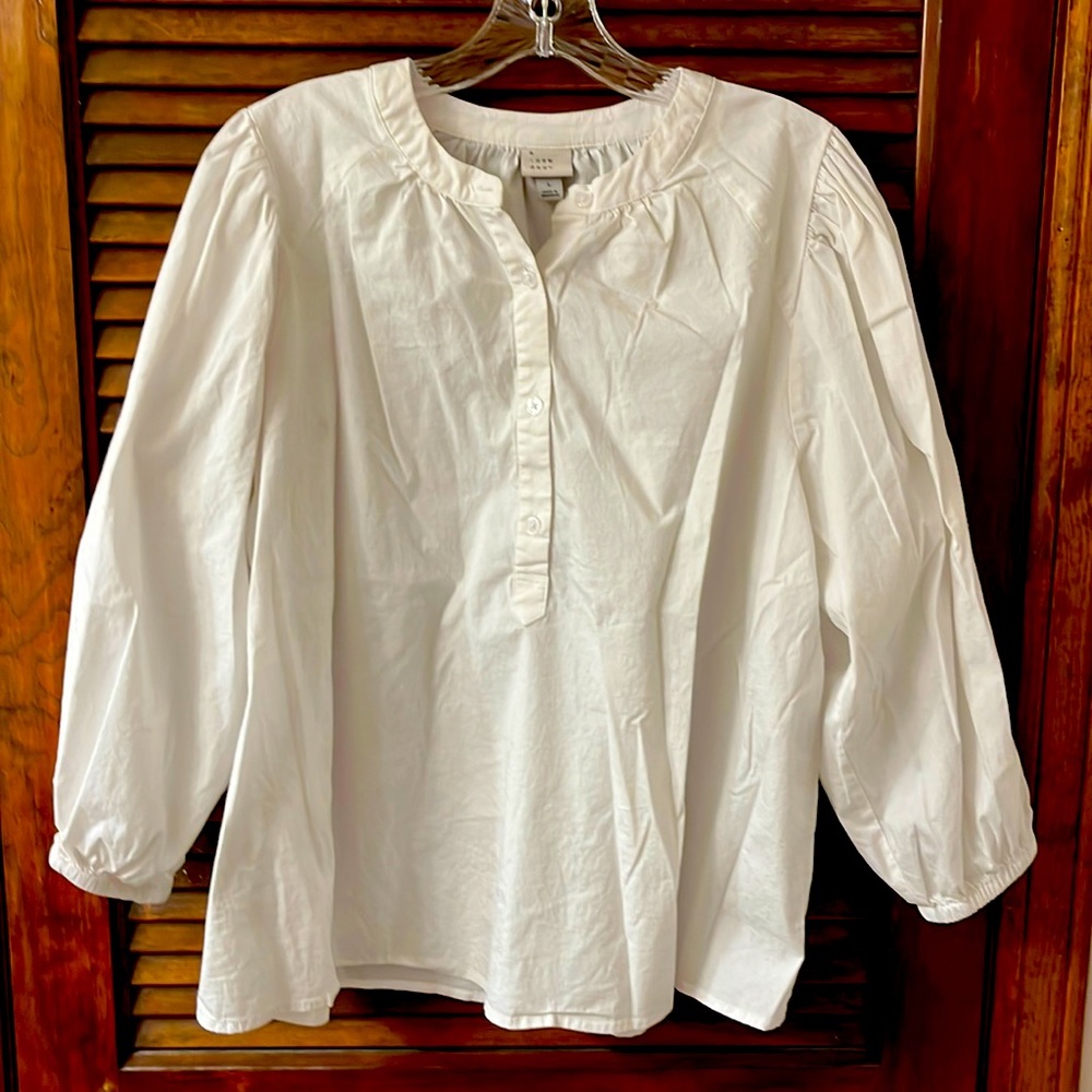 White boho half button down shirt.